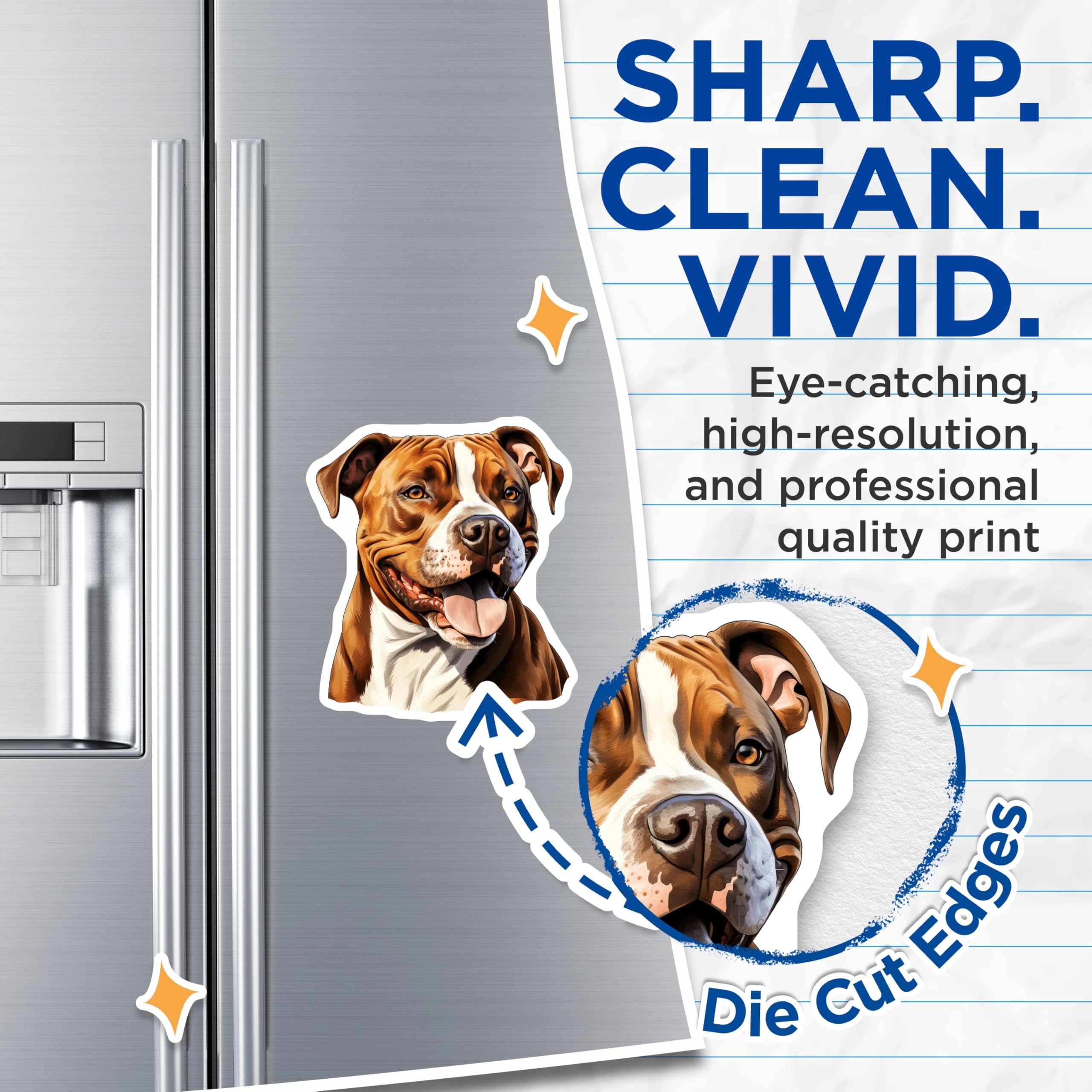 (2 Pack) Pitbull Dog Magnets - Dog Lover Fridge Magnets - Pitbull Mom Owner Present - Pet Parent Decor - 5 Inches On Longest Side - Thick Durable Magnet - Made in USA - MAG25464
