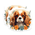 (2 Pack) Cavalier King Charles Spaniel Magnets - Blenheim Dog Portrait Decor - Floral Canine Art - Adorable Pet Lover Display - 5 Inches On Longest Side - Thick Durable Magnet - Made in USA - MAG24055