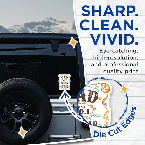 (2 Pack) Dad Stickers Ã¢â‚¬â€œ The Man The Myth The Legend - No. 1 Dad Sticker Decals - 5" On Longest Side - Sticks to Smooth Flat Surfaces - Made in USA - BMCS6014