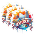 (3 Pack) Ohio Decals - State Pride - Laptop Stickers- 3 Inches On Longest Side - Easy Peel & Apply - Made in USA - 3MCS5213