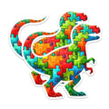 (2 Pack) Trex Dinosaur Autism Puzzle Magnets - Autism Awareness - 5" On Longest Side - Premium Magnet - for Cars, Refrigerators, Toolboxes, Lockers - Made in USA - MAG1706