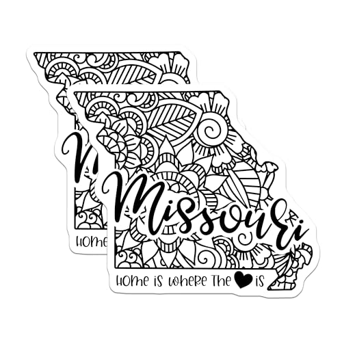 (2 Pack) Missouri State Magnets Magnets - Home is Where The Heart is - Floral Design - 5" On Longest Side - Made in USA - Sticks to Refrigerators & Metal Surfaces - MAG9073