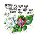 (2 Pack) Strawberry Stickers - Trying My Best - Motivational Sticker - 5" On Longest Side - Sticks to Smooth Flat Surfaces - Made in USA - BMCS9680