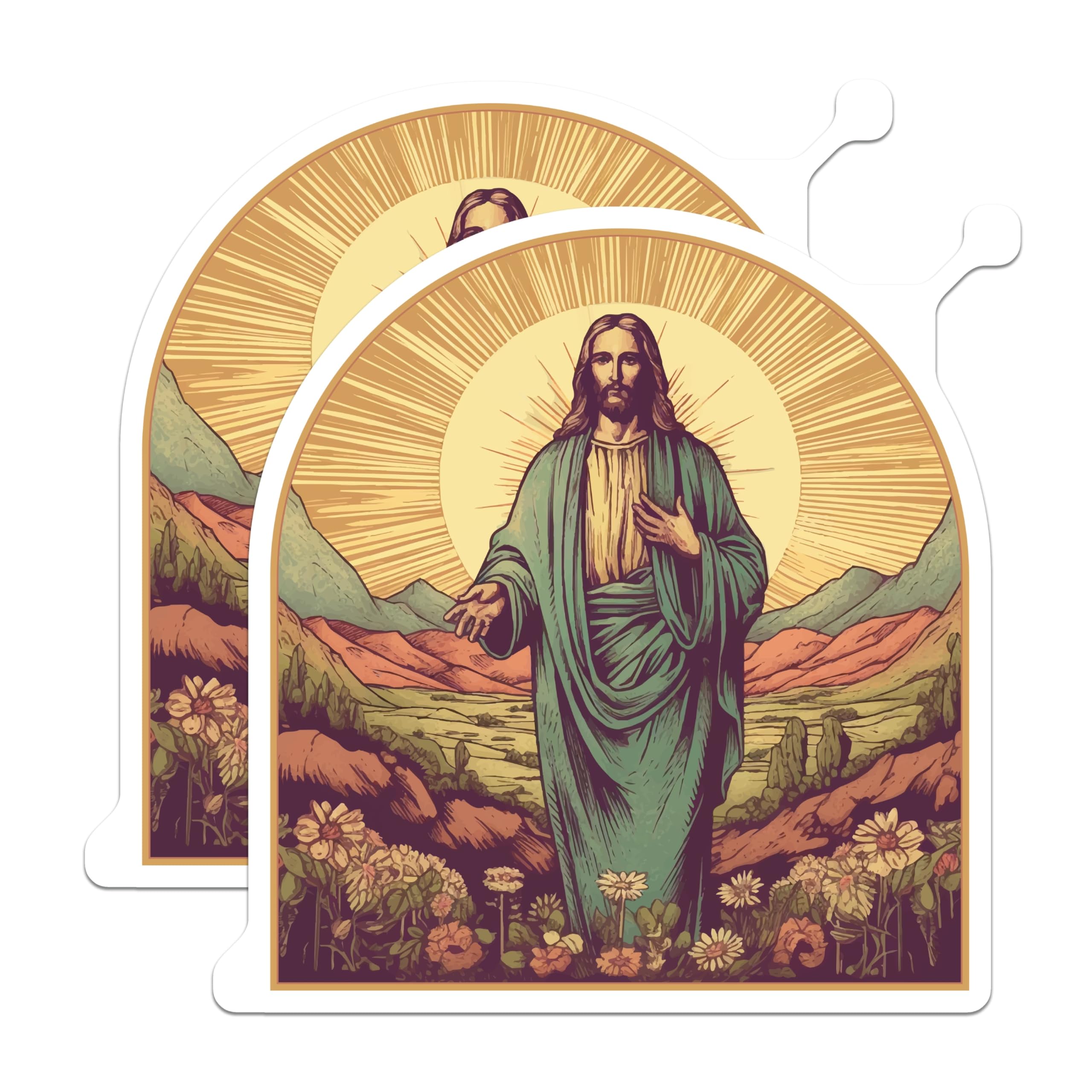 (2 Pack) Jesus Christ Magnets - Christian Art Decor - Religious Spiritual Home Accent - 5 Inches On Longest Side - Thick Durable Magnet - Made in USA - MAG29467