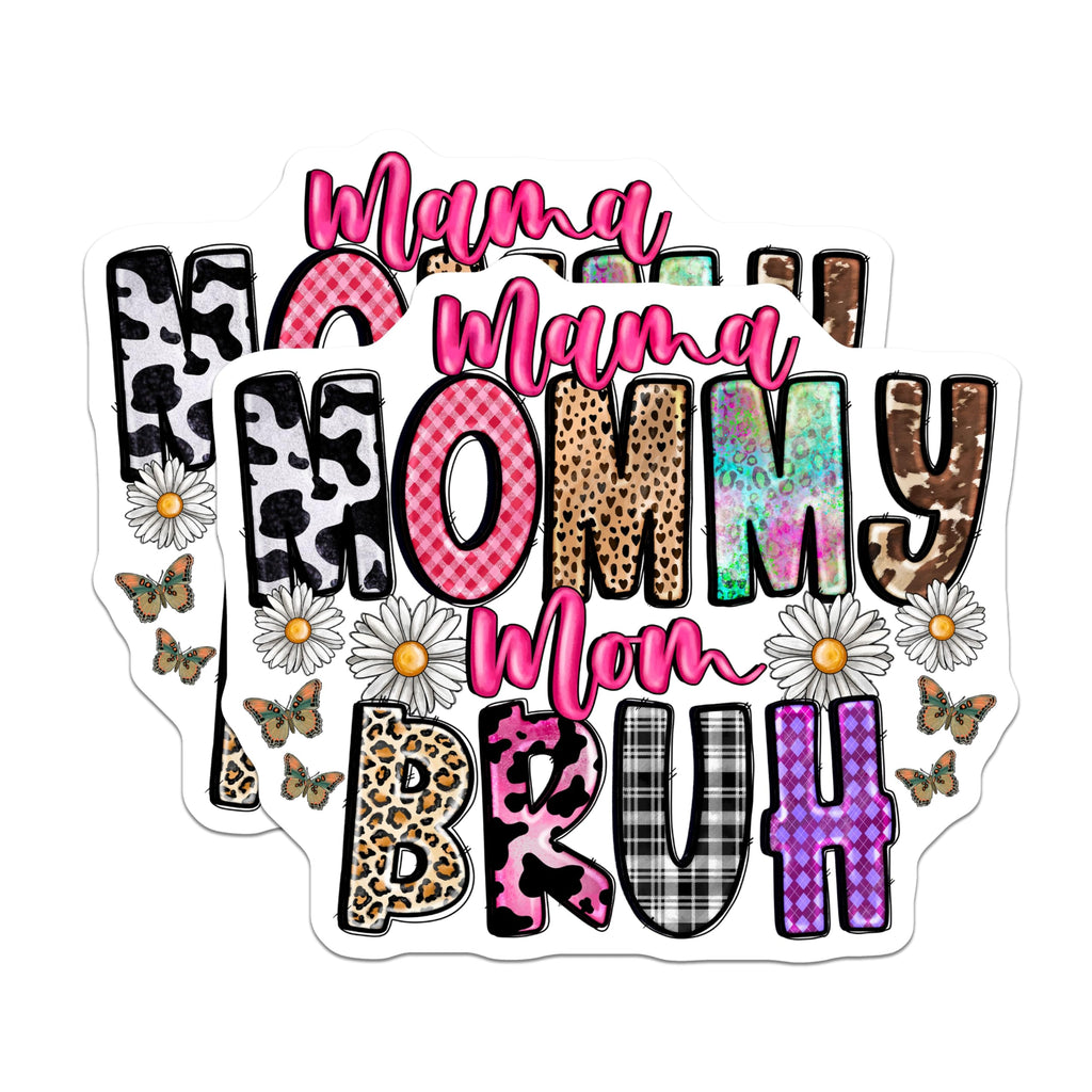 (2 Pack) Mama Mommy Mom Bruh Magnets - Sarcastic Mom Life - Trendy Motherhood Decor - 5 Inches On Longest Side - Thick Durable Magnet - Made in USA - MAG25897
