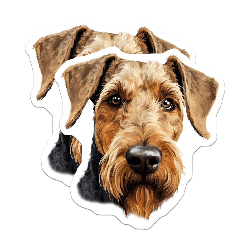 (2 Pack) Airedale Terrier Magnets - Airedale Dog Lover - Terrier Breed Home Decor Pet Owner - 5 Inches On Longest Side - Thick Durable Magnet - Made in USA - MAG25224