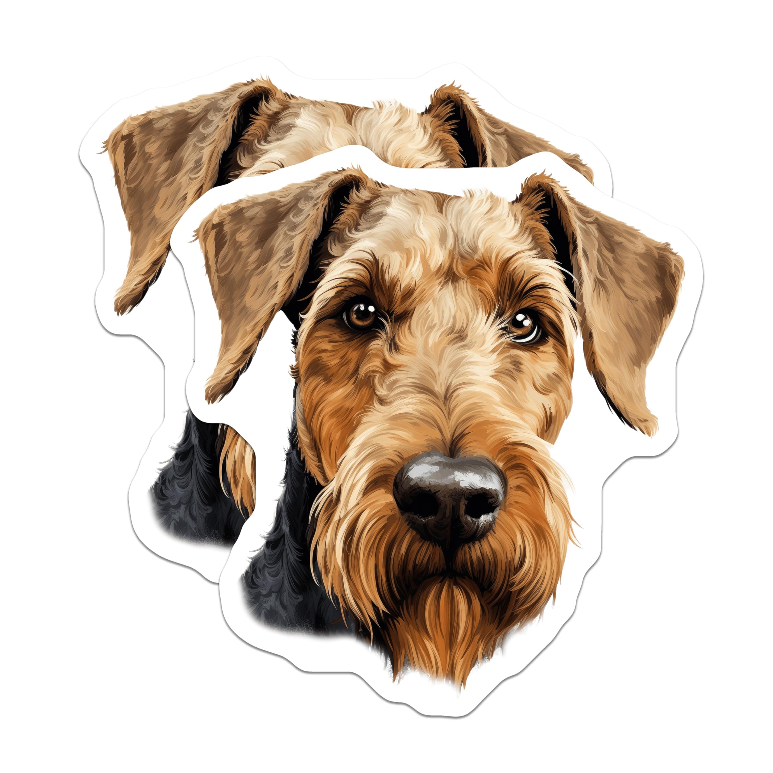 (2 Pack) Airedale Terrier Magnets - Airedale Dog Lover - Terrier Breed Home Decor Pet Owner - 5 Inches On Longest Side - Thick Durable Magnet - Made in USA - MAG25224