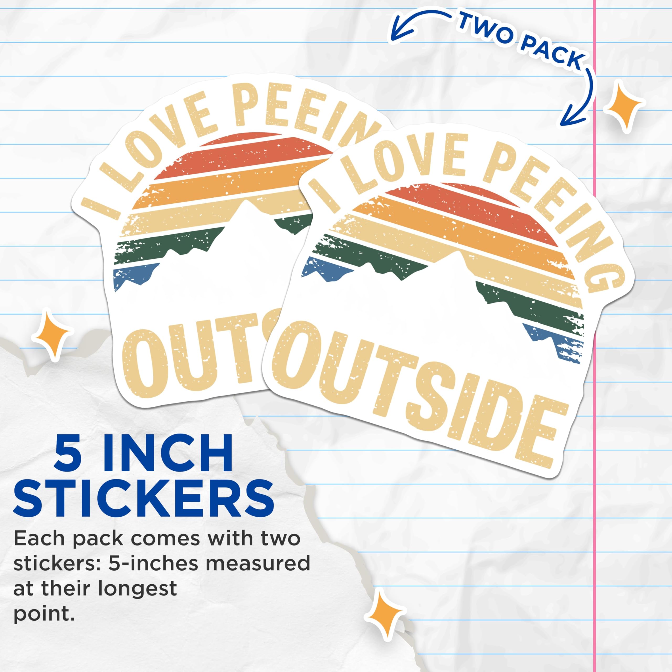 (2 Pack) I Love Peeing Outside Stickers - Funny Outdoor Camping Decal - Nature Adventure Humor Sticker - 5" On Longest Side - Sticks to Smooth Flat Surfaces - Made in USA - BMCS5609
