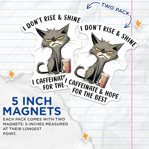 (2 Pack) Funny Cat Magnets - 5" On Longest Side - for Cars, Fridges, Toolboxes - Made in USA - MAG7819