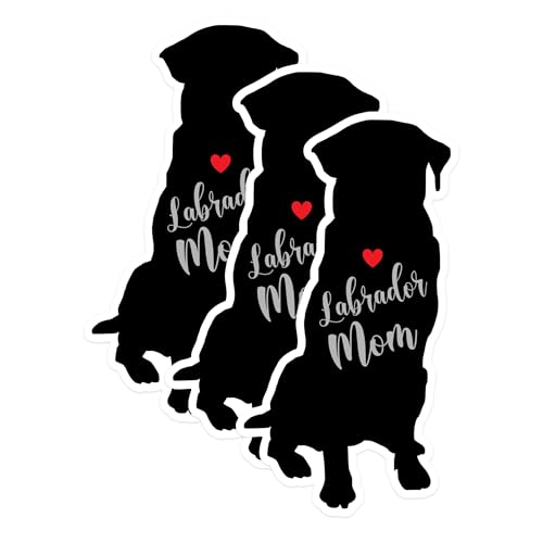 (3 Pack) Labrador Mom Decals - Dog Lover - Labrador Gifts - 3 Inches On Longest Side - Easy Peel & Apply - Made in USA - 3MCS1362