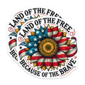 (2 Pack) Patriotic Sunflower Magnets - Land of The Free - Because of The Brave - 5" On Longest Side - for Cars, Fridges, Toolboxes - Made in USA - MA