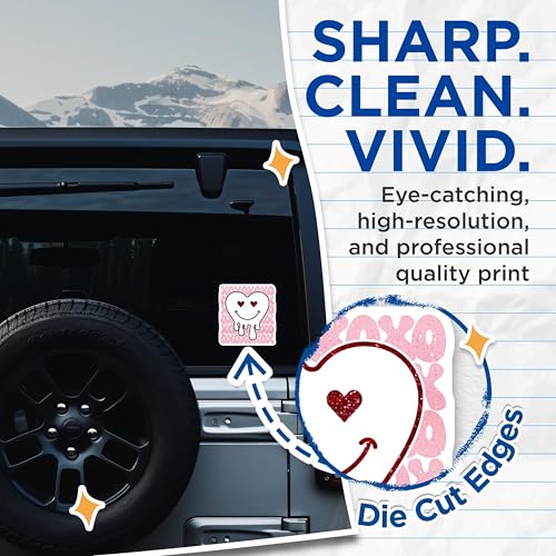 (2 Pack) Heart Smile Stickers - Love Emoticon Stickers - Cute Valentine's Day Stickers - 5" On Longest Side - Sticks to Any Smooth Flat Surface - Made in USA - BMCS3476