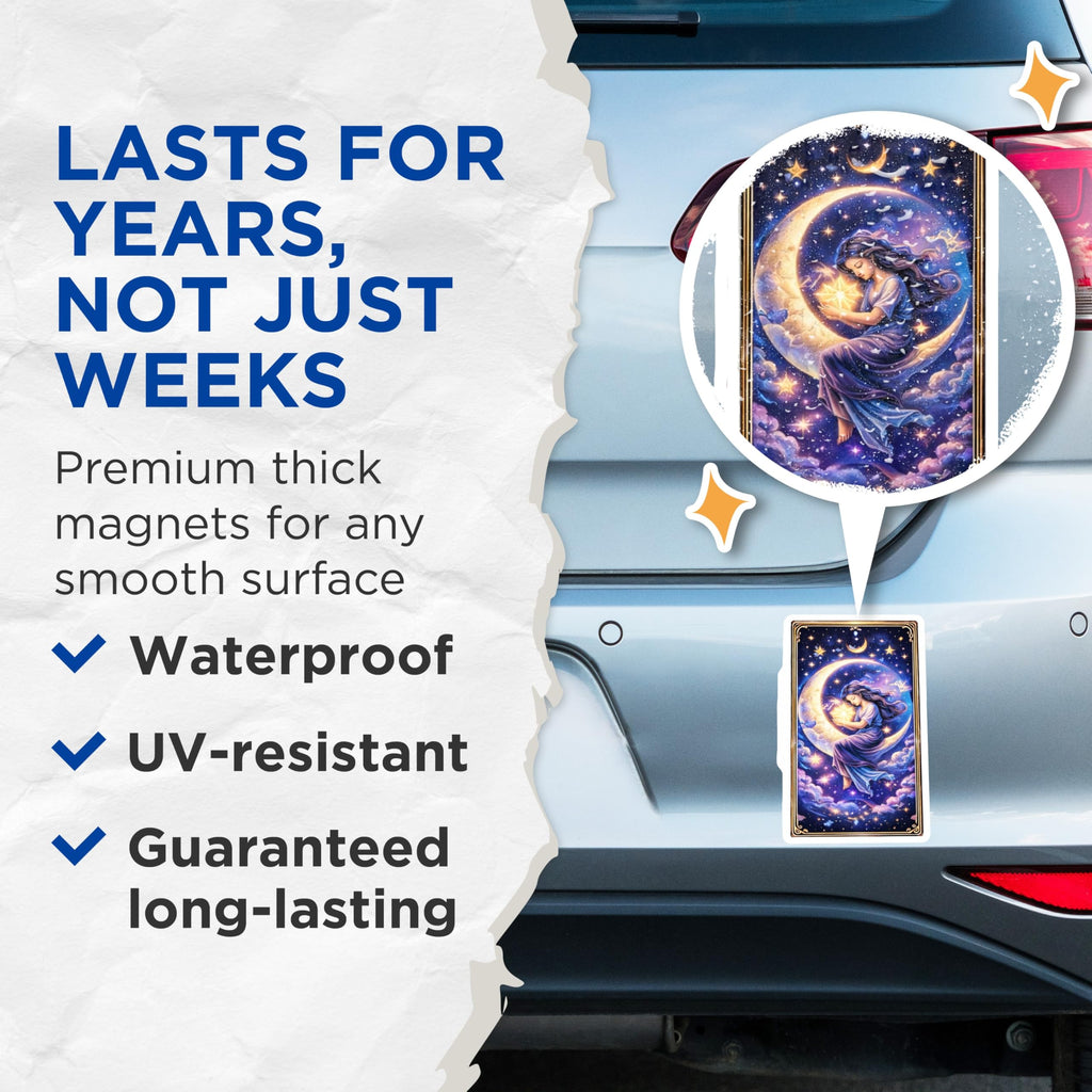 (2 Pack) Celestial Woman Magnets - Moon and Star Art - Cosmic Home Decor - 5" On Longest Side - Premium Magnet - for Cars, Refrigerators, Toolboxes, Lockers - Made in USA - MAG15491