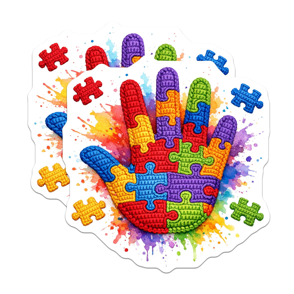(2 Pack) Autism Awareness Magnets - Puzzle Hand Art Decor - Vibrant Neurodiversity Symbol - 5 Inches On Longest Side - Thick Durable Magnet - Made in USA - MAG21799