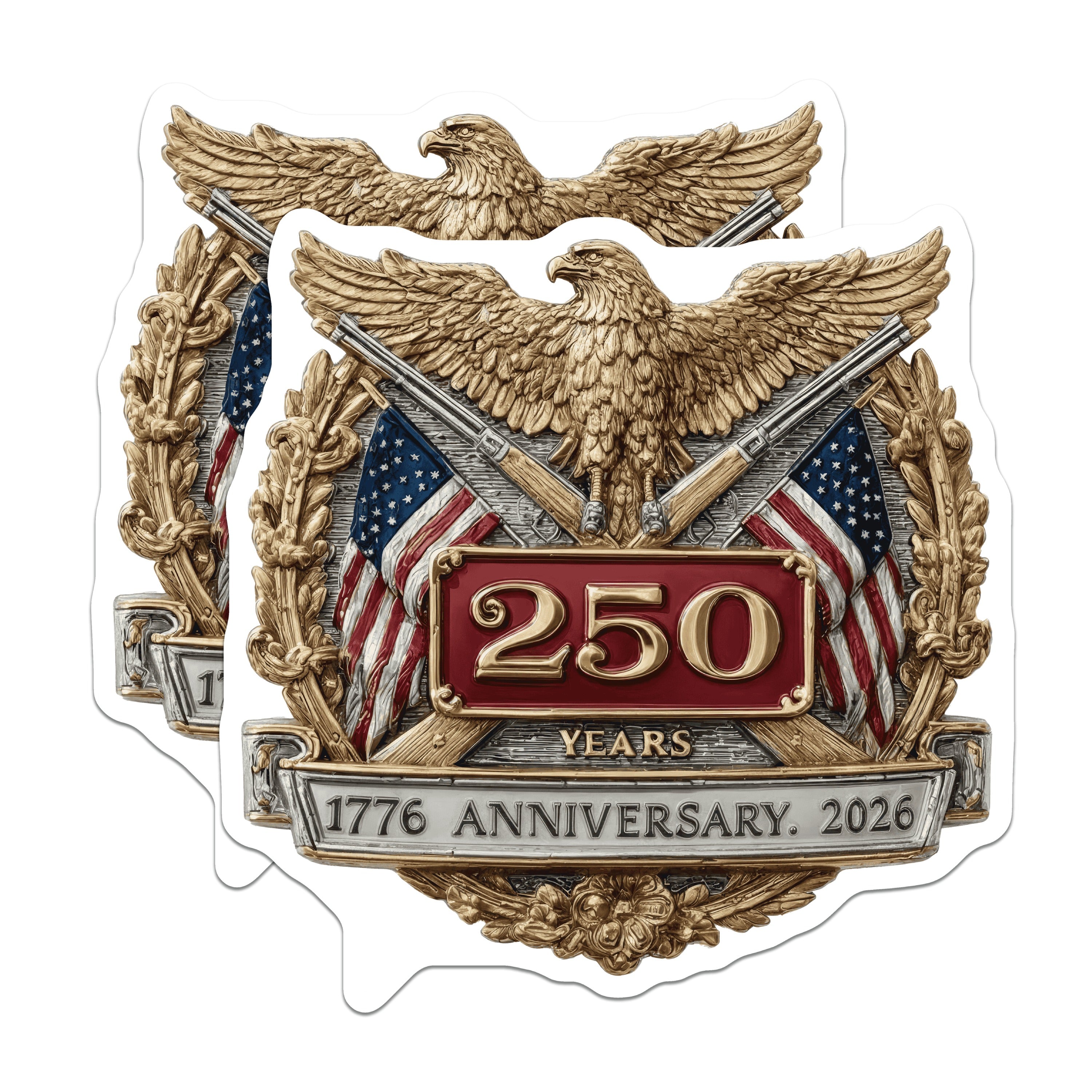 (2 Pack) 1776 Anniversary 2026 Magnets - American History - Patriot Decor - 5 Inches On Longest Side - Thick Durable Magnet - Made in USA - MAG39677