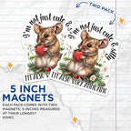 (2 Pack) Cute Mouse with Strawberry Magnets - Funny Quote - Animal Lover - Farmhouse Whimsical - 5" On Longest Side - for Cars, Fridges, Toolboxes - Made in USA - MAG4341