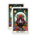 (2 Pack) The Hippo Stickers - Psychedelic Animal Art Stickers - Colorful Floral Hippo Stickers - 5" On Longest Side - Sticks to Smooth Flat Surfaces - Made in USA - BMCS5435