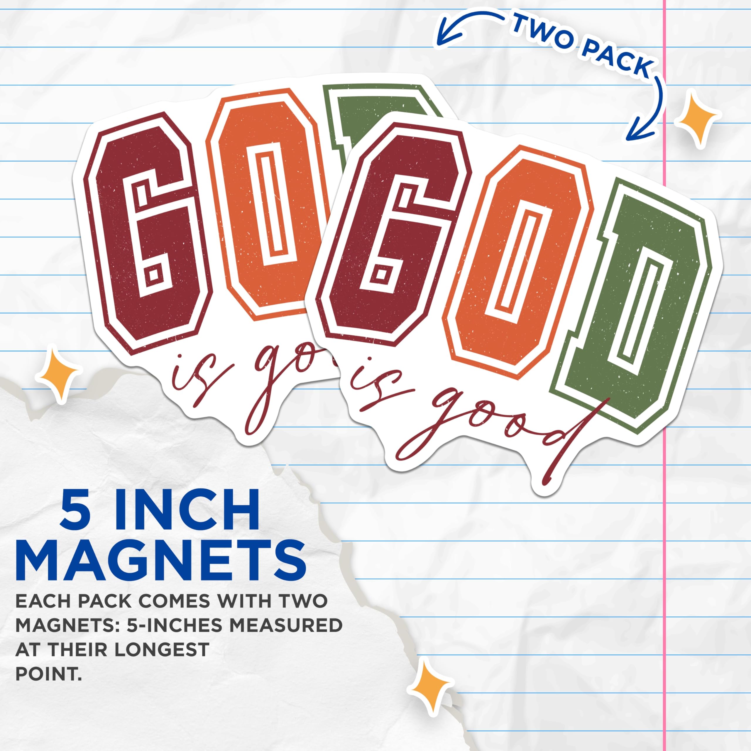 (2 Pack) God is Good Magnets - Christian Faith Decor - Inspirational Kitchen Magnets - 5 Inches On Longest Side - Thick Durable Magnet - Made in USA - MAG27815