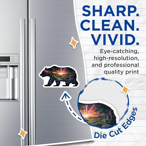 (2 Pack) Bear Silhouette Magnets - Forest Scene - Wildlife Scenery - 5" On Longest Side - for Cars, Fridges, Toolboxes - Made in USA - MAG6720