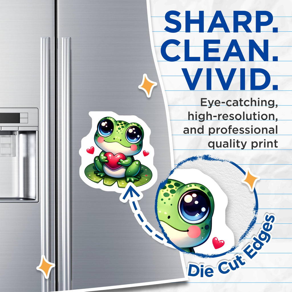(2 Pack) Kawaii Frog Magnets - Cute Amphibian Heart Love Decor - Big Eye Froggy Fridge Locker Display Accessories - 5 Inches On Longest Side - Thick Durable Magnet - Made in USA - MAG22172