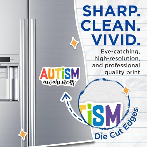 (2 Pack) Autism Awareness Magnets Magnets - Rainbow Autism Support - Advocacy Magnet for Awareness Campaigns - 5" On Longest Side - Made in USA - Sticks to Refrigerators & Metal Surfaces - MAG8434