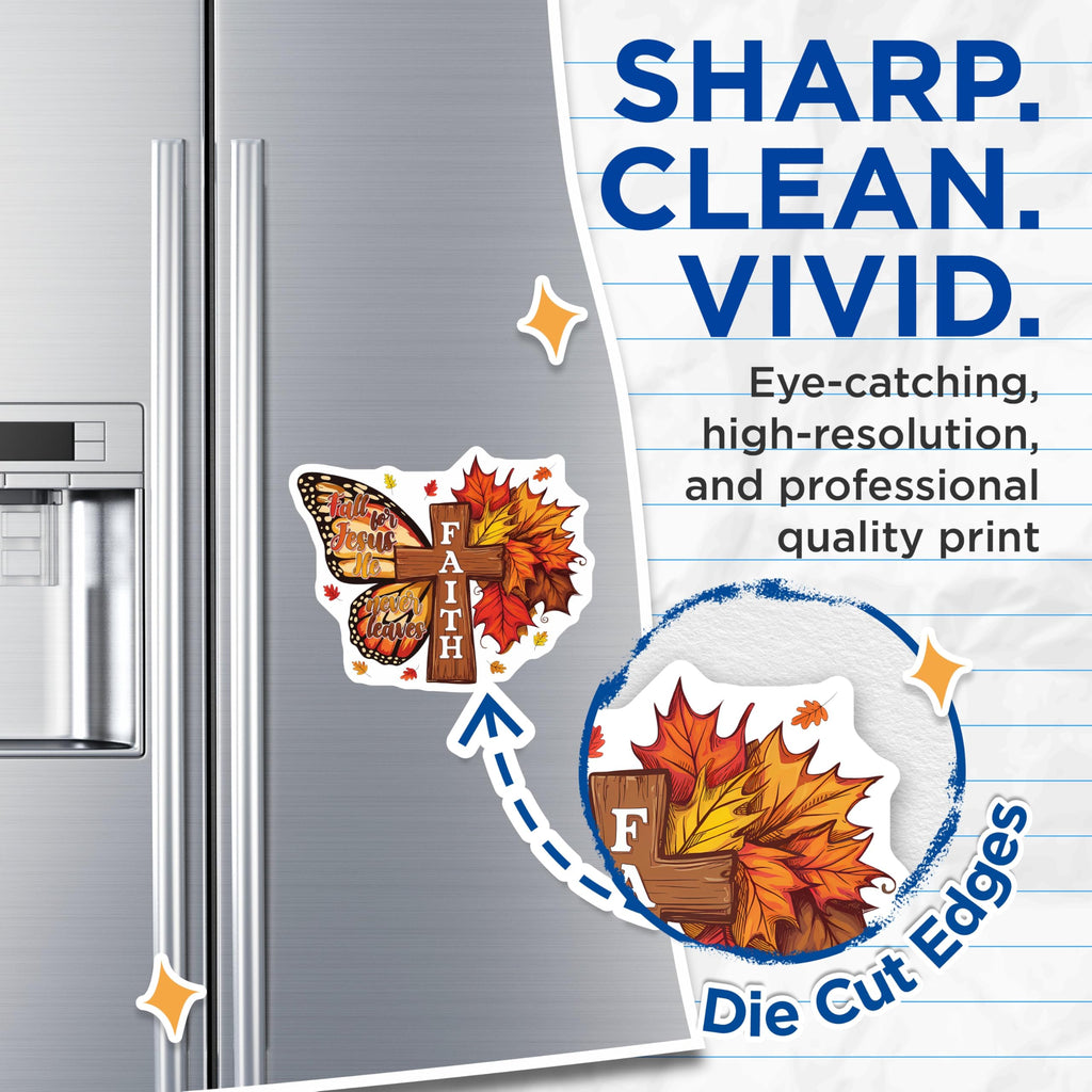 (2 Pack) Christian Faith Magnets - Fall Jesus Butterfly Decor - Autumn Scripture Quote - 5 Inches On Longest Side - Thick Durable Magnet - Made in USA - MAG24884