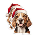 (2 Pack) Christmas Beagle Magnets - Santa Hat Dog Decor - Holiday Pet Lover Kitchen Refrigerator Magnets - 5 Inches On Longest Side - Thick Durable Magnet - Made in USA - MAG26386