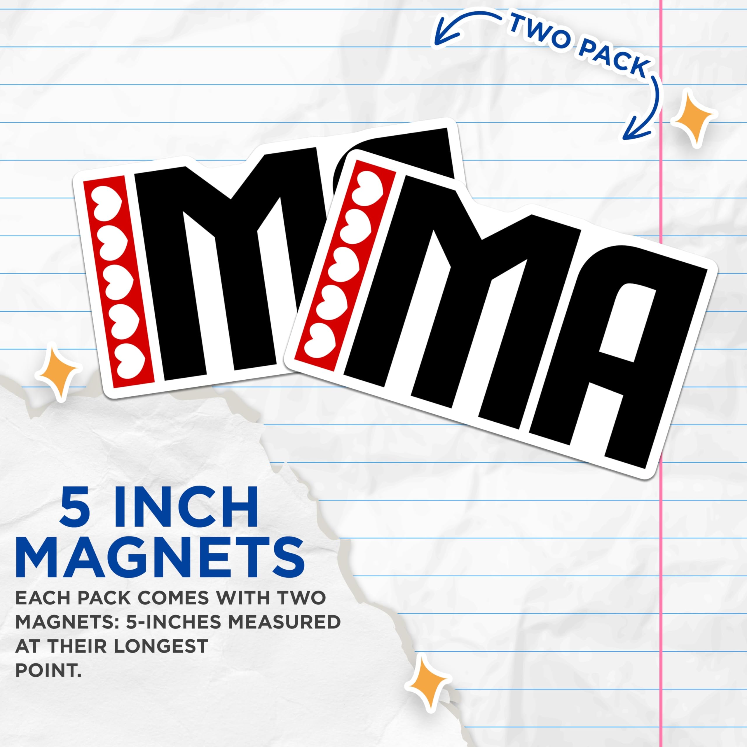 (2 Pack) IMA Letter Magnets - Hearts Design - Alphabet Decoration - 5" On Longest Side - Premium Magnet - for Cars, Refrigerators, Toolboxes, Lockers - Made in USA - MAG18878