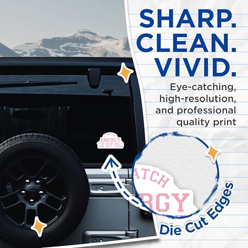 (2 Pack) Energy Matching Stickers - Motivational Quote - Pink Decal - 5" On Longest Side - Sticks to Smooth Flat Surfaces - Made in USA - BMCS8487