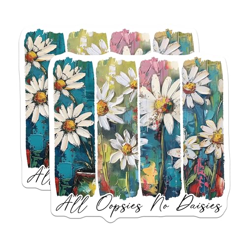 (2 Pack) Daisies Art Stickers - Colorful Floral Stickers - Unique Flower Decal - 5" On Longest Side - Sticks to Smooth Flat Surfaces - Made in USA - BMCS9444