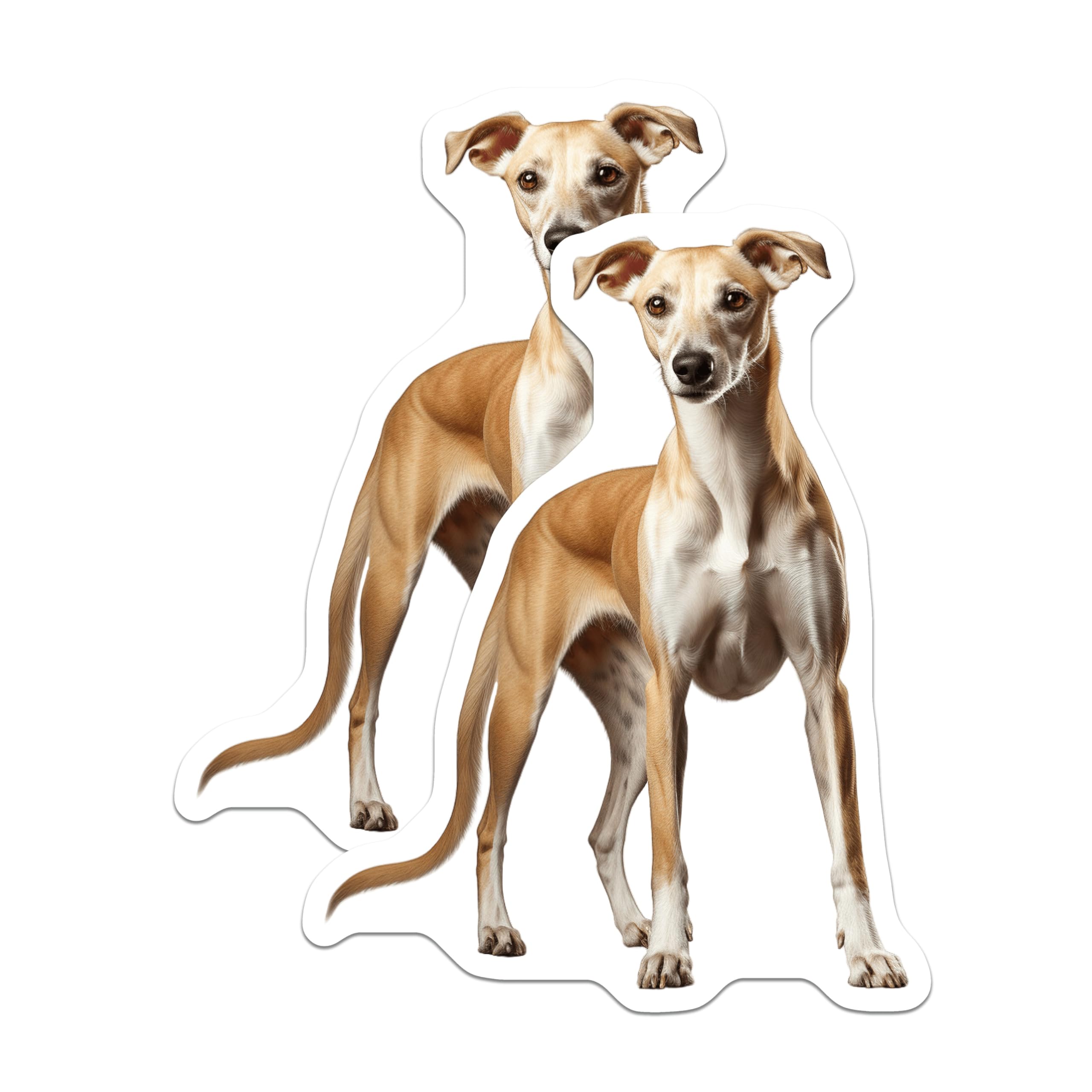 (2 Pack) Whippet Dog Magnets - Sighthound Art - Dog Lover Decor - Pet Parent Present - Animal Enthusiast - 5 Inches On Longest Side - Thick Durable Magnet - Made in USA - MAG30961