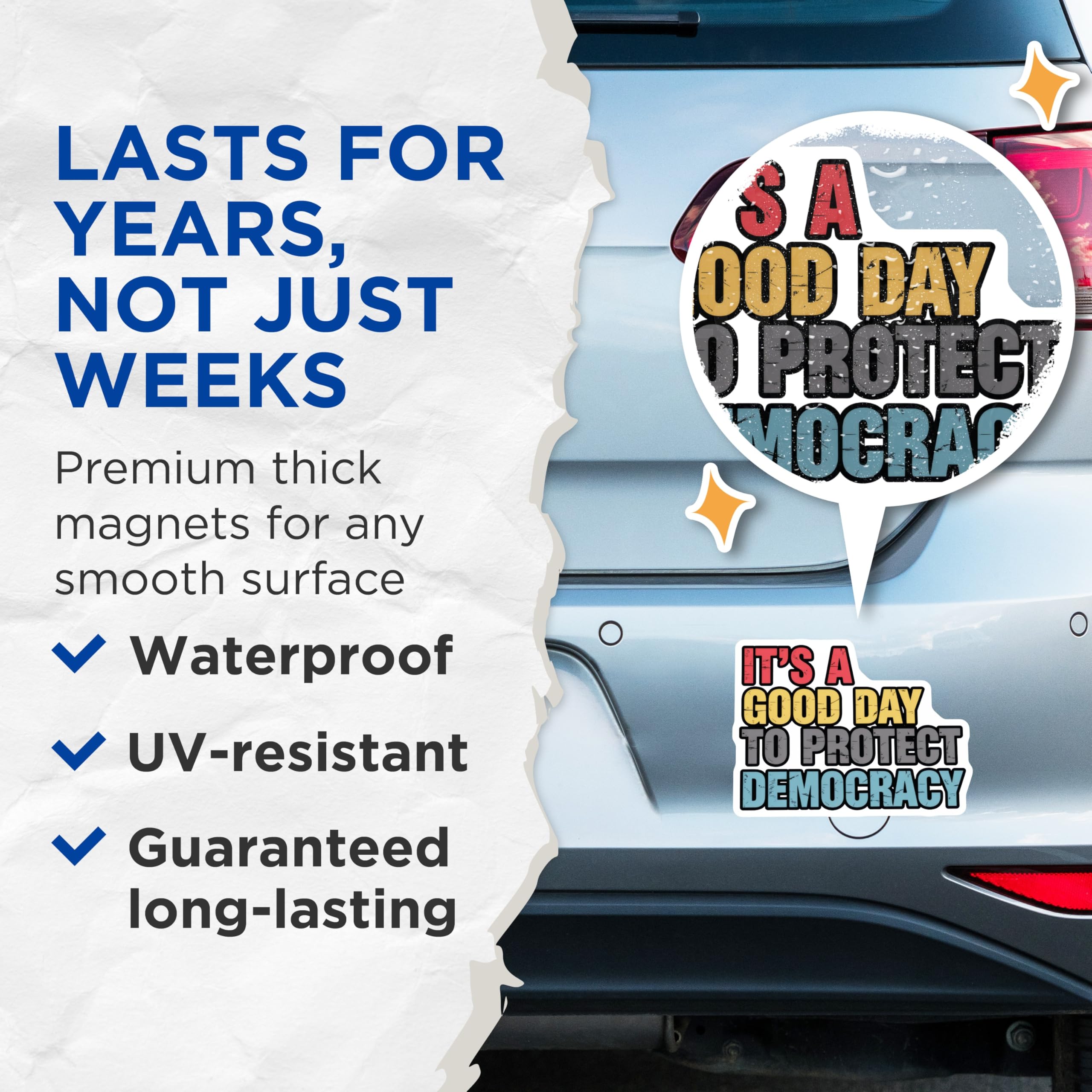 (2 Pack) Protect Democracy Magnets - Political Statement - Activism Magnets - 5" On Longest Side - Premium Magnet - for Cars, Refrigerators, Toolboxes, Lockers - Made in USA - MAG15924