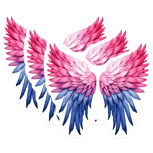 (3 Pack) Angel Wing Decals - Pink Blue Wings - Fantasy Decal- 3 Inches On Longest Side - Easy Peel & Apply - Made in USA - 3MCS5289