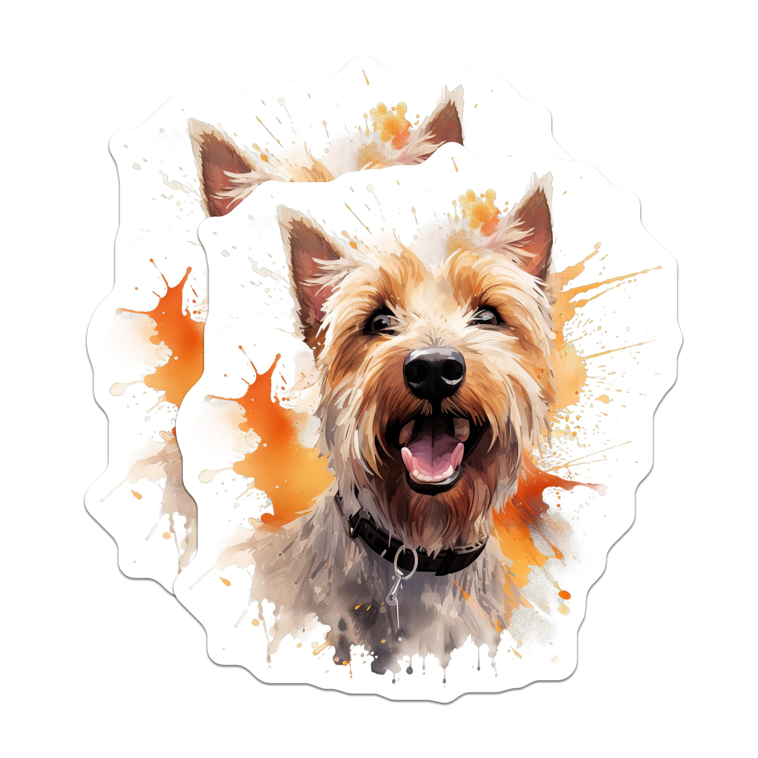 (2 Pack) Happy Terrier Dog Magnets - Watercolor Splash Art - Pet Lover Home Decor - Dog Breed Art Collection - 5 Inches On Longest Side - Thick Durable Magnet - Made in USA - MAG23898