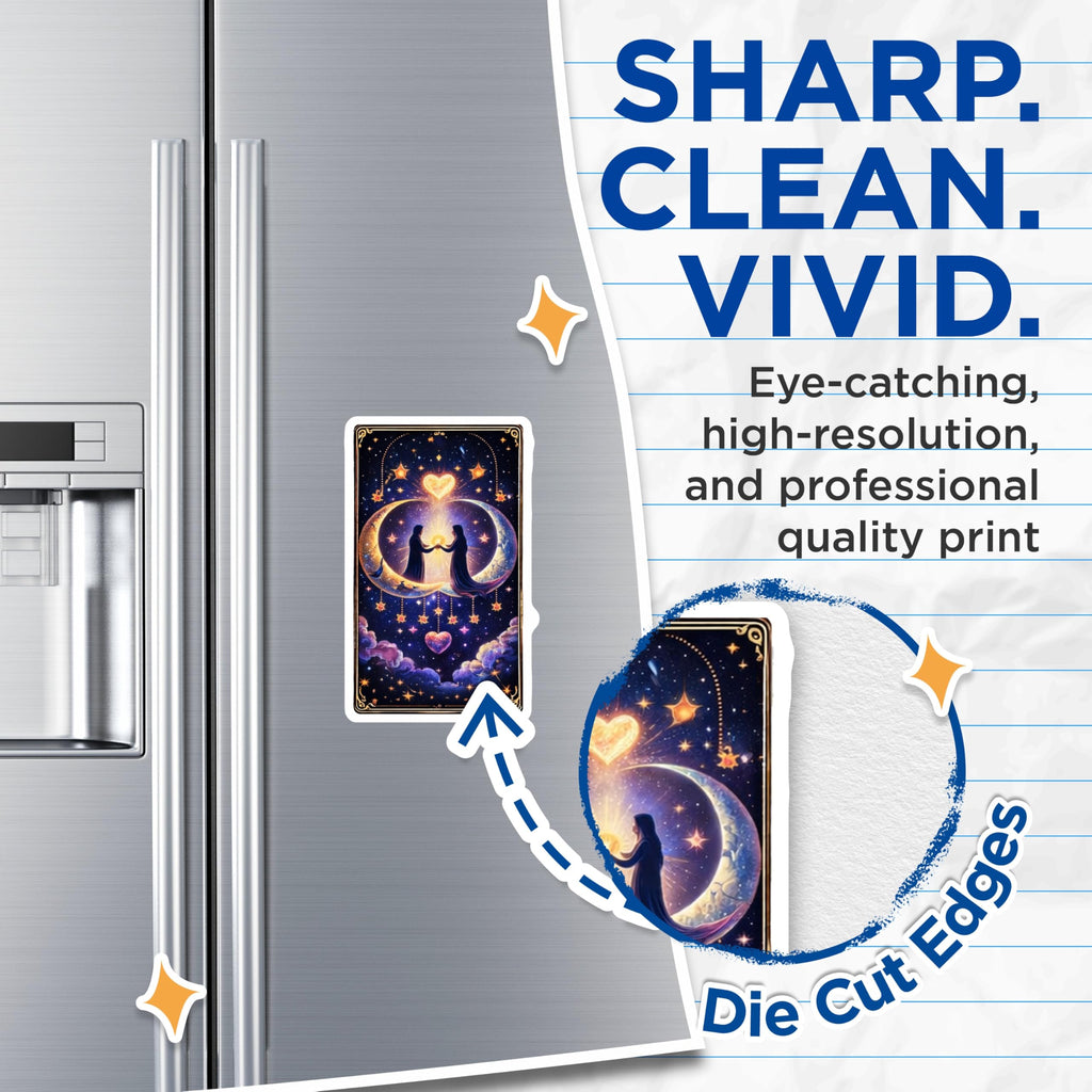 (2 Pack) Celestial Lovers Magnets - Romantic Space Art - Twin Flame Decor - 5" On Longest Side - Premium Magnet - for Cars, Refrigerators, Toolboxes, Lockers - Made in USA - MAG14700