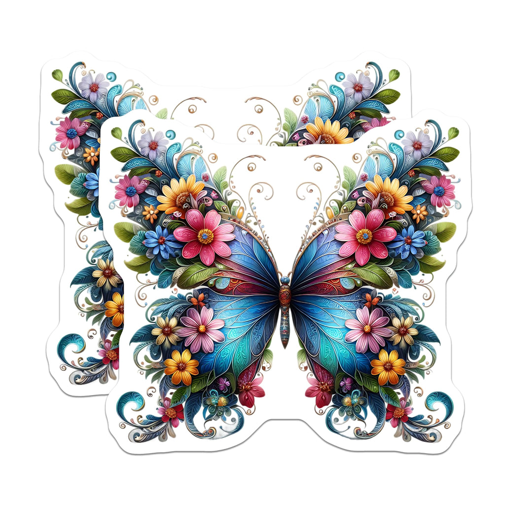 (2 Pack) Butterfly Flower Magnets - Floral Insect Decor - Decorative Fridge Magnets - 5" On Longest Side - Premium Magnet - for Cars, Refrigerators, Toolboxes, Lockers - Made in USA - MAG16434
