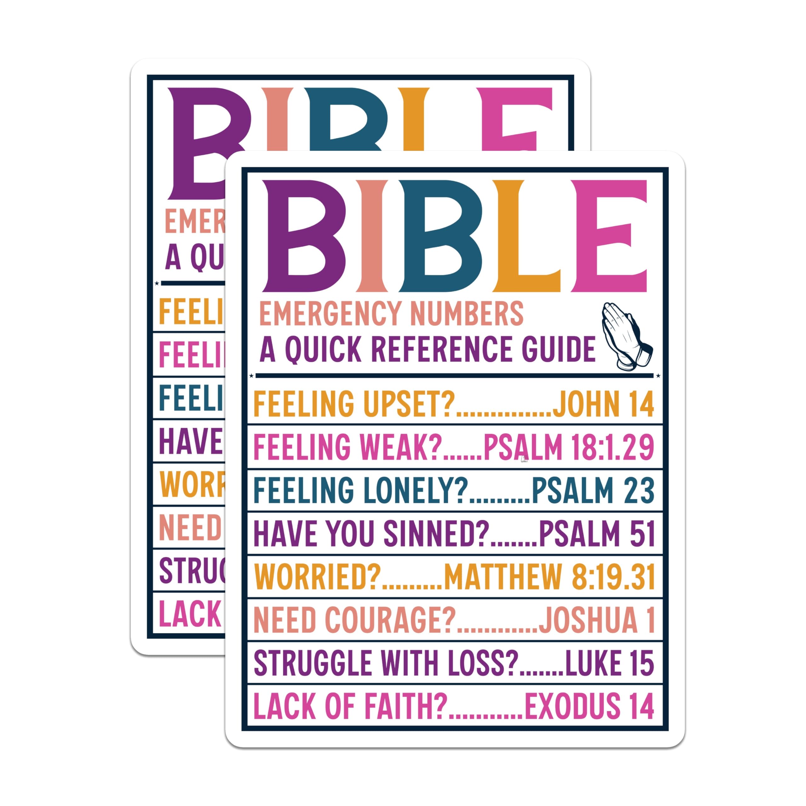 (2 Pack) Bible Emergency Number Magnets - Spiritual Guidance Verses - Faith Inspiration Refrigerator Decor - 5 Inches On Longest Side - Thick Durable Magnet - Made in USA - MAG19912