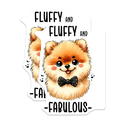 (2 Pack) Fluffy and Fabulous Pomeranian Magnets - Cute Dog Magnets - Bowtie Dog Magnets - Adorable Pet Magnets - 5" On Longest Side - for Cars, Fridges, Toolboxes - Made in USA - MAG3621