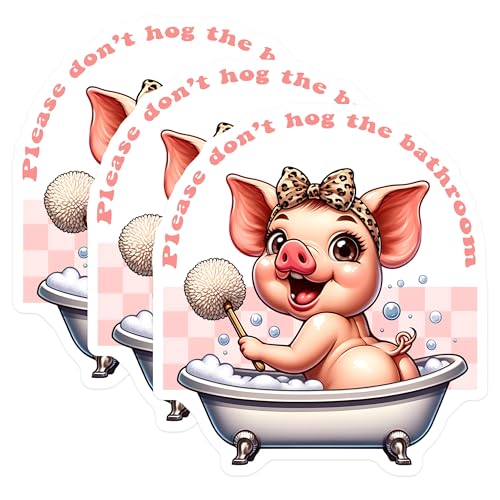 (3 Pack) Pig Bathroom Decals - Funny Animal Decal - Cute Cartoon Decals - 3 Inches On Longest Side - Easy Peel & Apply - Made in USA - 3MCS6697
