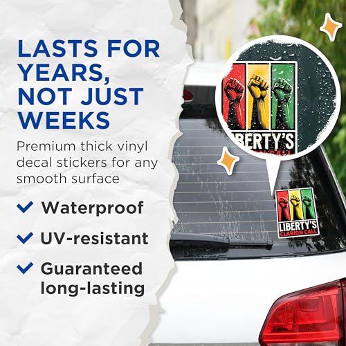 (2 Pack) Liberty's Clarion Call Stickers - Freedom Fist - Political Protest - Activism and Advocacy - 5" On Longest Side - Sticks to Any Smooth Flat Surface - Made in USA - BMCS2657