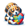 (2 Pack) Cute Puppy Stickers - Puzzle Heart Dog Stickers - Colorful Pet Art Stickers - 5" On Longest Side - Sticks to Smooth Flat Surfaces - Made in USA - BMCS9470