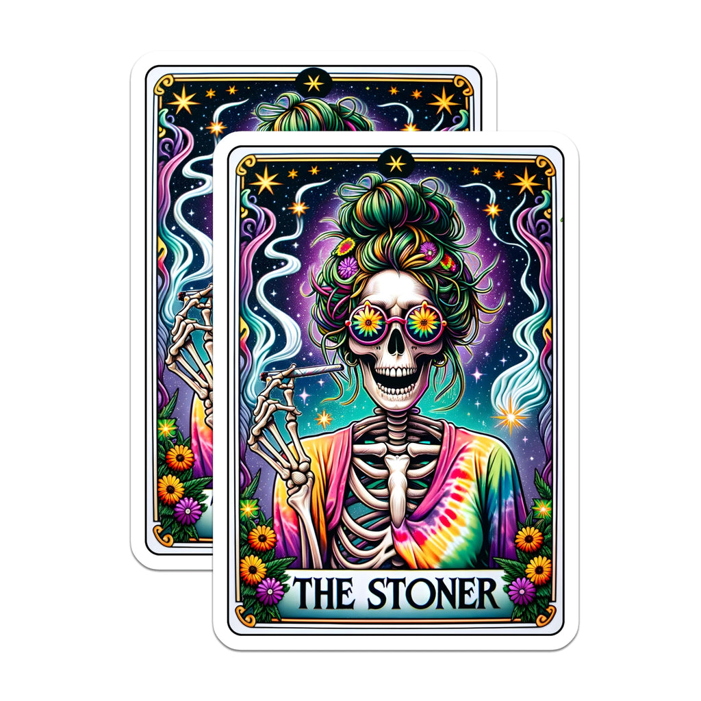 (2 Pack) Stoner Skeleton Magnets - Funny Hippie Weed Art Fridge Magnets - Psychedelic Tarot Card Kitchen Magnets for 420-5 Inches On Longest Side - Thick Durable Magnet - Made in USA - MAG28292