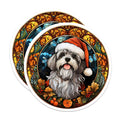 (2 Pack) Shih Tzu Christmas Magnets - Stained Glass Dog Art Magnets - Holiday Pet Lover Fridge Decor - 5 Inches On Longest Side - Thick Durable Magnet - Made in USA - MAG30033