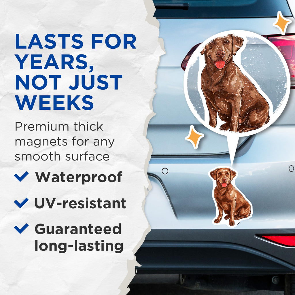 (2 Pack) Chocolate Labrador Magnets - Cute Dog Refrigerator Decoration - Pet Lover Gifts - 5" On Longest Side - Premium Magnet - for Cars, Refrigerators, Toolboxes, Lockers - Made in USA - MAG16924