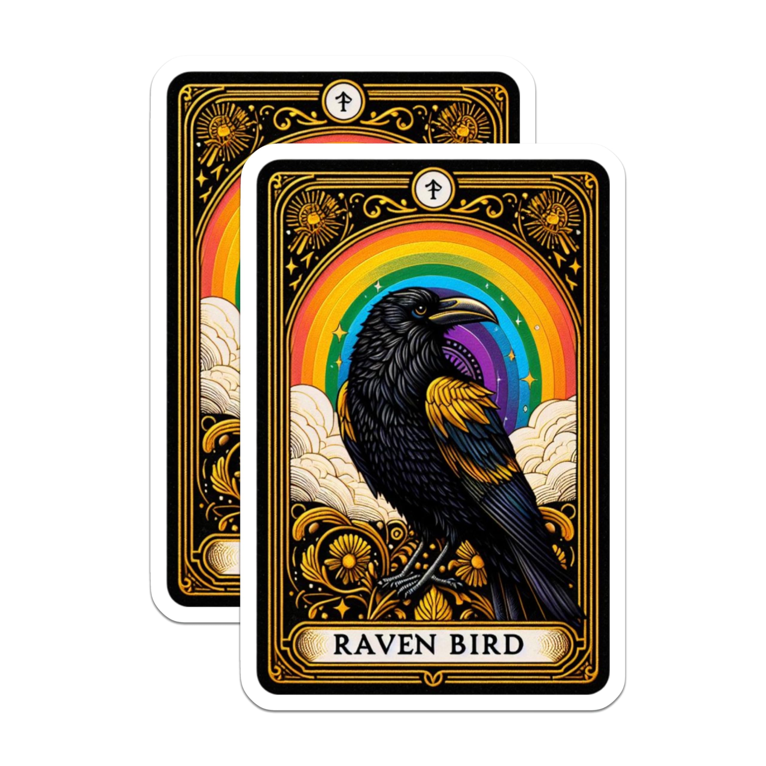 (2 Pack) Raven Bird Magnets - Vivid Rainbow Art - Mystical Crow Aesthetic Decor - Ornate Animal Kitchen Accessories - 5 Inches On Longest Side - Thick Durable Magnet - Made in USA - MAG21052
