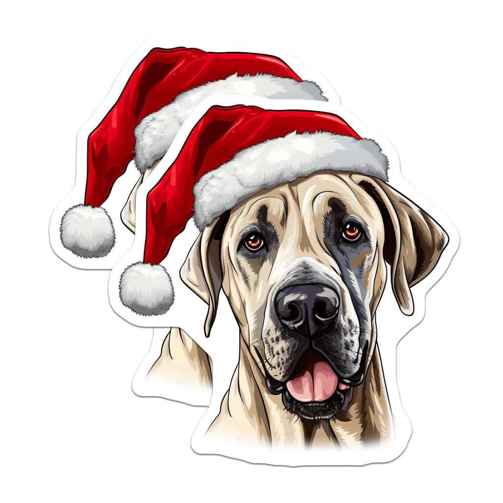 (2 Pack) Christmas Great Dane Magnets - Santa Hat Dog Decor - Holiday Pet Parent Decor - 5 Inches On Longest Side - Thick Durable Magnet - Made in USA - MAG26205