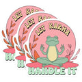 (3 Pack) Yoga Frog Decals - Let Karma Handle It Stickers - Laptop Decals - 3 Inches On Longest Side - Easy Peel & Apply - Made in USA - 3MCS2545