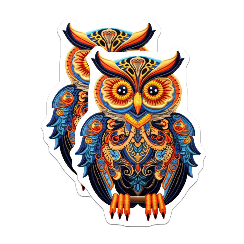 (2 Pack) Bohemian Owl Magnets - Colorful Folk Art - Wisdom Bird Decor - Fridge Locker Accent - 5 Inches On Longest Side - Thick Durable Magnet - Made in USA - MAG36560