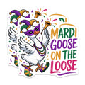(2 Pack) Mardi Gras Goose Magnets - Funny Animal Parade - Carnival Celebration Decor - 5 Inches On Longest Side - Thick Durable Magnet - Made in USA - MAG22169