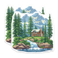 (2 Pack) Log Cabin Magnets - Mountain Landscape Decor - Waterfall Scene Refrigerator Magnets - 5 Inches On Longest Side - Thick Durable Magnet - Made in USA - MAG36226